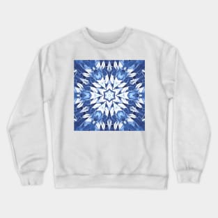 geometric snowflake pattern and design hexagonal kaleidoscopic style in shades of BLUE Crewneck Sweatshirt